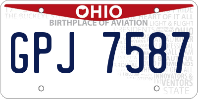 OH license plate GPJ7587
