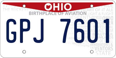 OH license plate GPJ7601