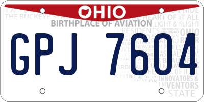 OH license plate GPJ7604