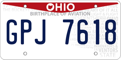 OH license plate GPJ7618