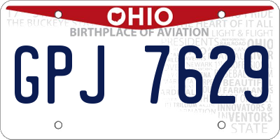 OH license plate GPJ7629