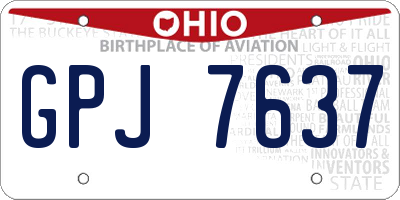 OH license plate GPJ7637