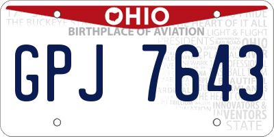 OH license plate GPJ7643
