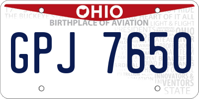 OH license plate GPJ7650