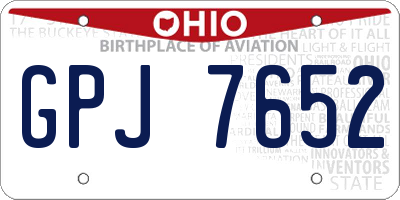 OH license plate GPJ7652