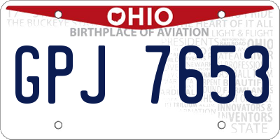 OH license plate GPJ7653
