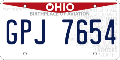 OH license plate GPJ7654