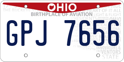 OH license plate GPJ7656