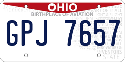 OH license plate GPJ7657