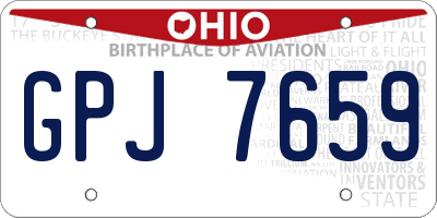 OH license plate GPJ7659