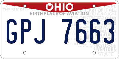OH license plate GPJ7663