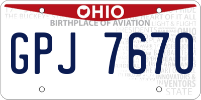OH license plate GPJ7670