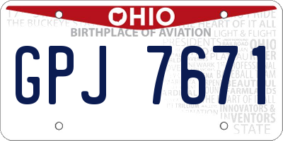 OH license plate GPJ7671