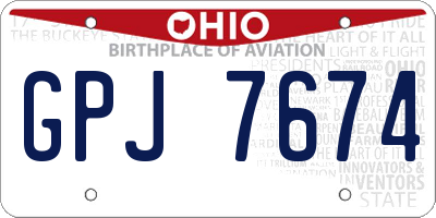 OH license plate GPJ7674