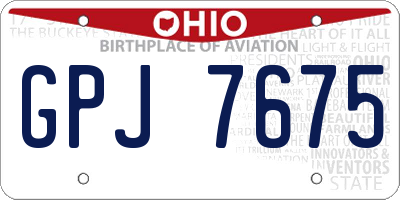 OH license plate GPJ7675