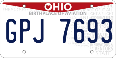 OH license plate GPJ7693