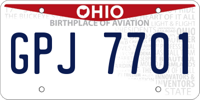 OH license plate GPJ7701
