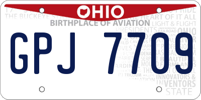 OH license plate GPJ7709