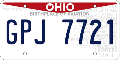 OH license plate GPJ7721