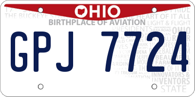 OH license plate GPJ7724