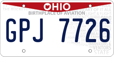 OH license plate GPJ7726