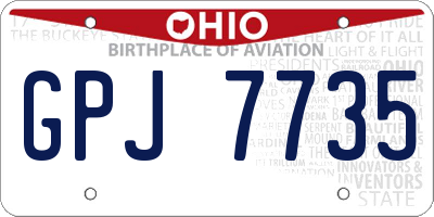 OH license plate GPJ7735