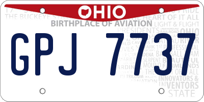 OH license plate GPJ7737