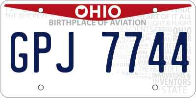 OH license plate GPJ7744