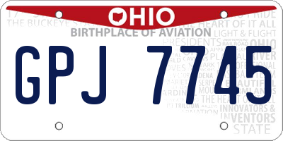 OH license plate GPJ7745