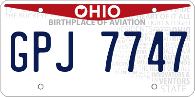 OH license plate GPJ7747