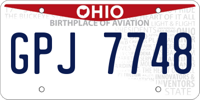 OH license plate GPJ7748