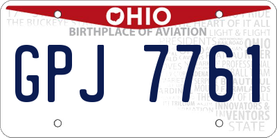 OH license plate GPJ7761