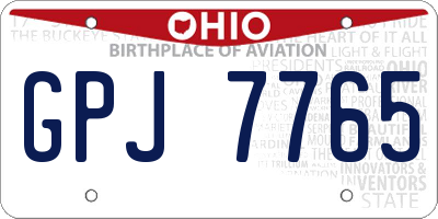 OH license plate GPJ7765