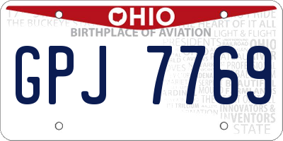 OH license plate GPJ7769