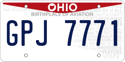 OH license plate GPJ7771
