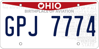 OH license plate GPJ7774