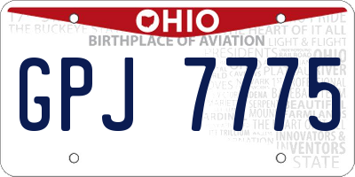 OH license plate GPJ7775