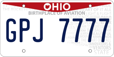 OH license plate GPJ7777