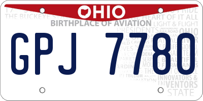 OH license plate GPJ7780