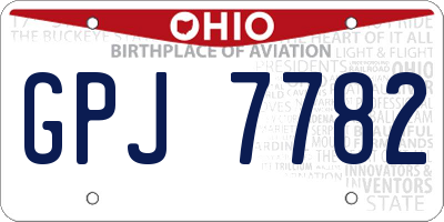 OH license plate GPJ7782