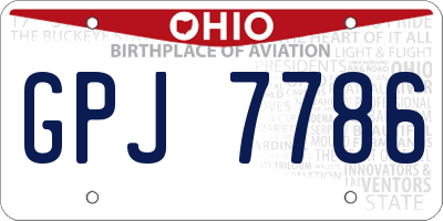 OH license plate GPJ7786