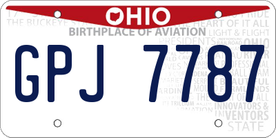 OH license plate GPJ7787