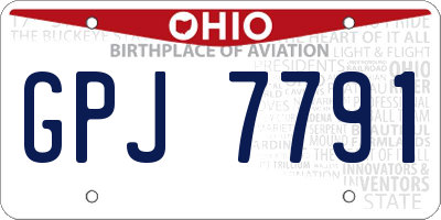 OH license plate GPJ7791