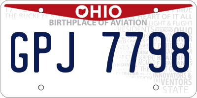 OH license plate GPJ7798