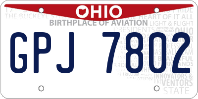 OH license plate GPJ7802