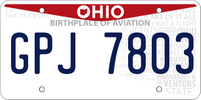 OH license plate GPJ7803