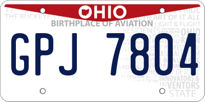 OH license plate GPJ7804