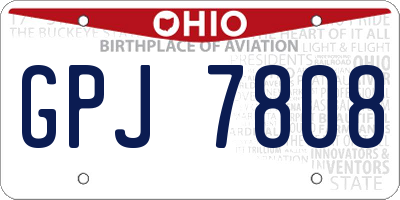OH license plate GPJ7808