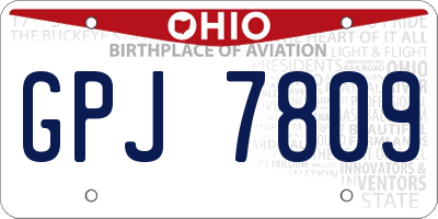 OH license plate GPJ7809