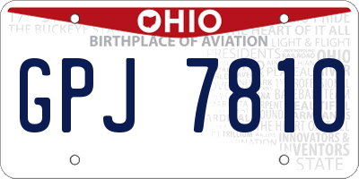 OH license plate GPJ7810